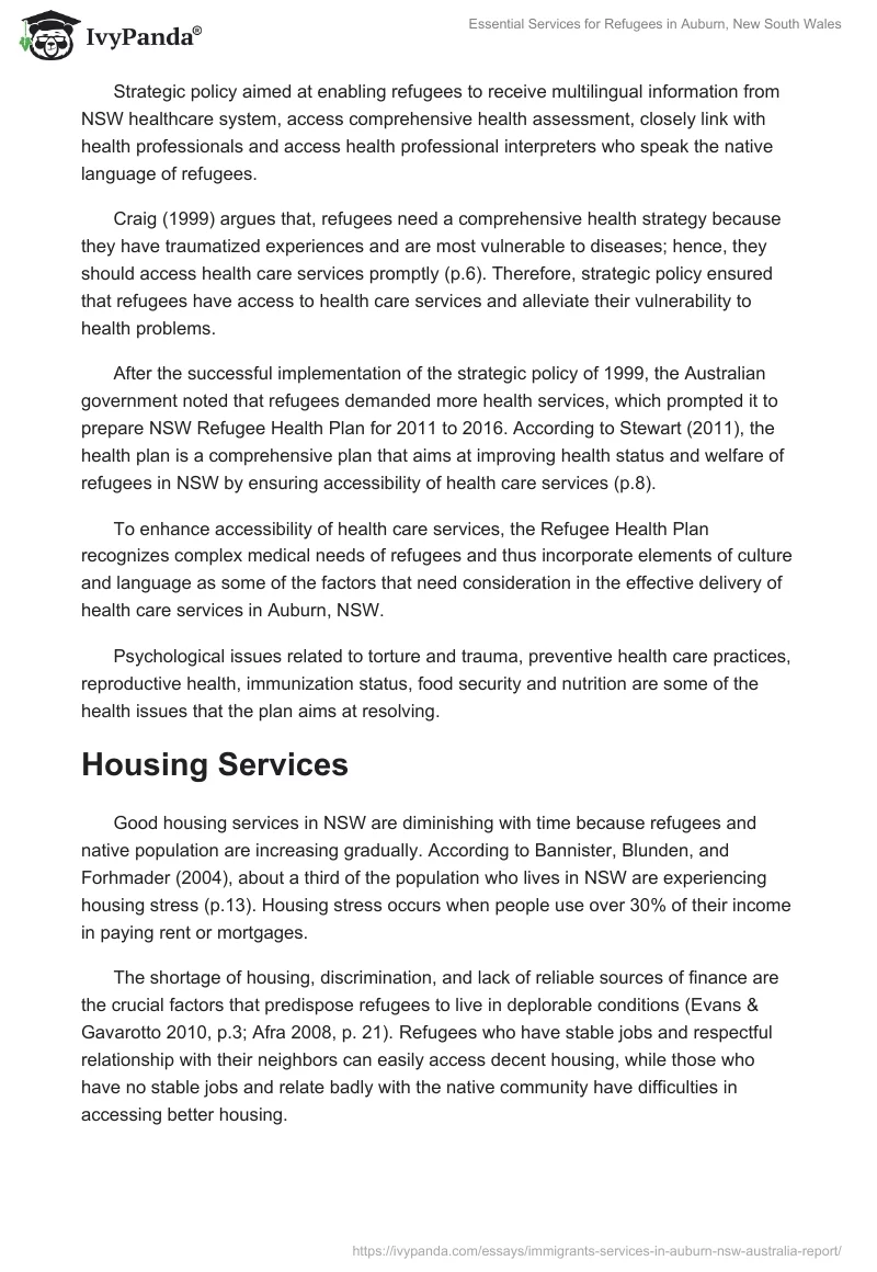 Essential Services for Refugees in Auburn, New South Wales. Page 2