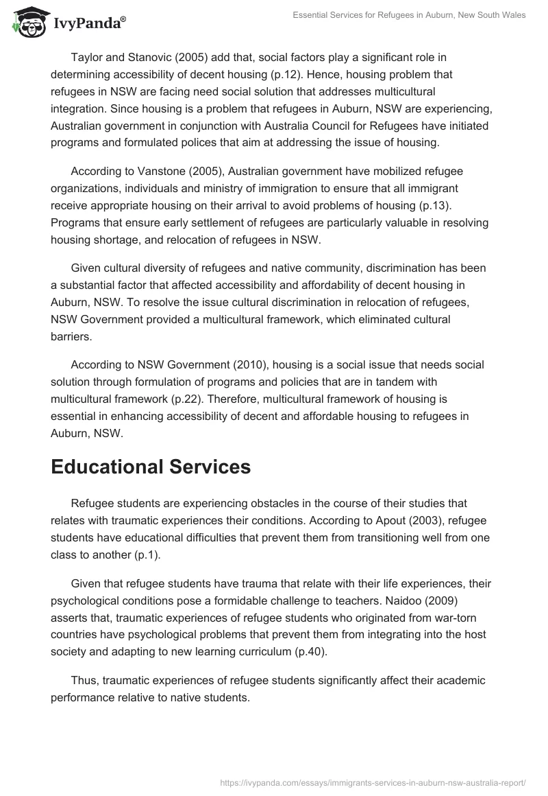 Essential Services for Refugees in Auburn, New South Wales. Page 3