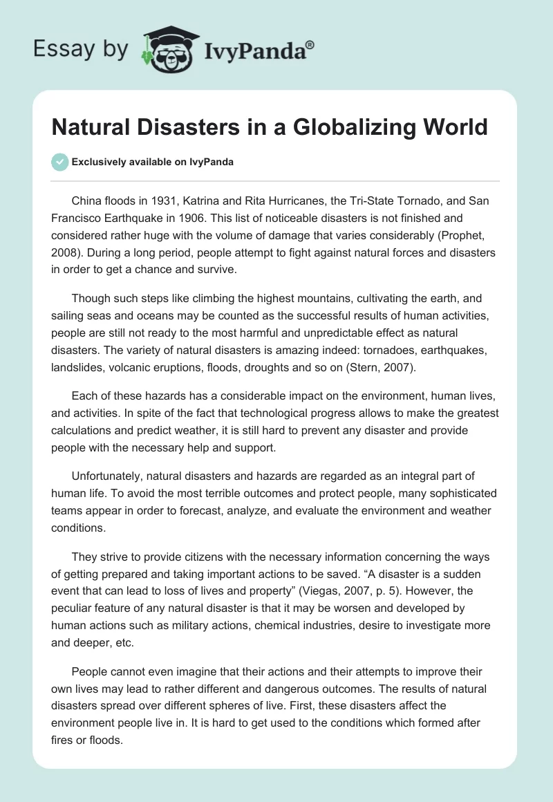 Natural Disasters in a Globalizing World. Page 1