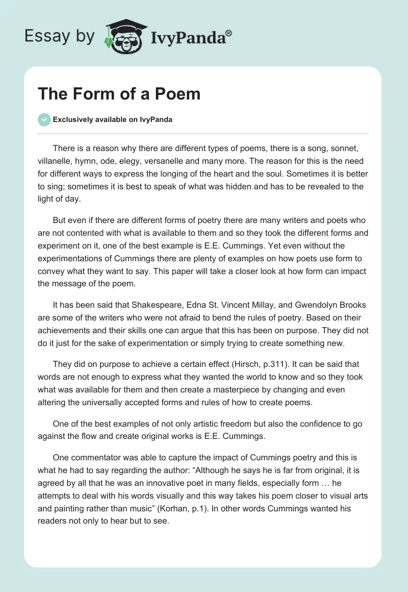The Form of a Poem. Page 1