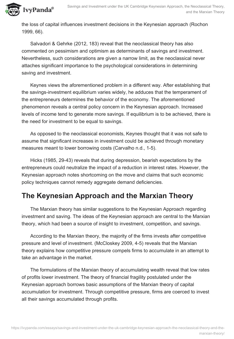 Savings and Investment under the UK Cambridge Keynesian Approach, the Neoclassical Theory, and the Marxian Theory. Page 3