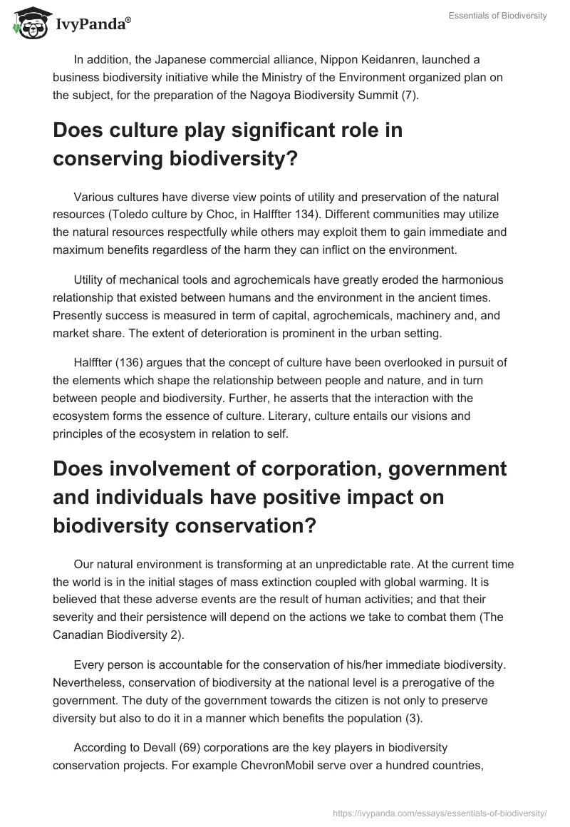 Essentials of Biodiversity. Page 5