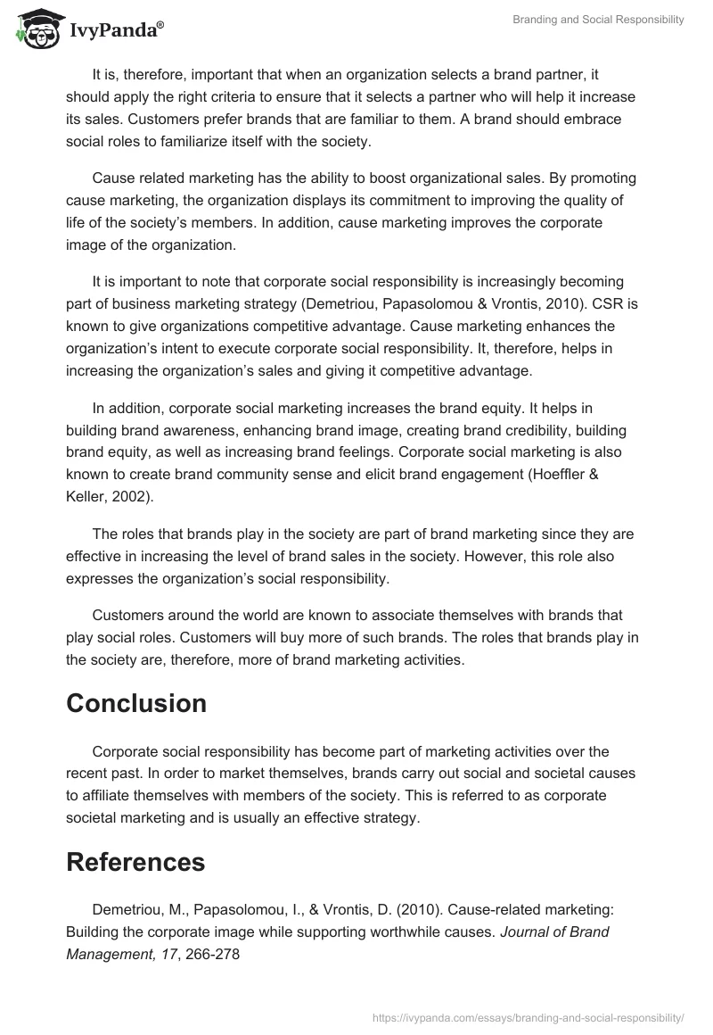 Branding and Social Responsibility. Page 2