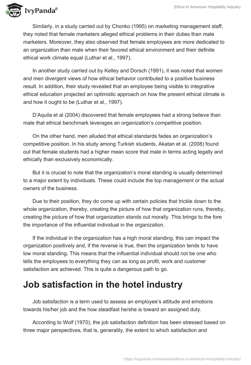 Ethics In American Hospitality Industry. Page 4