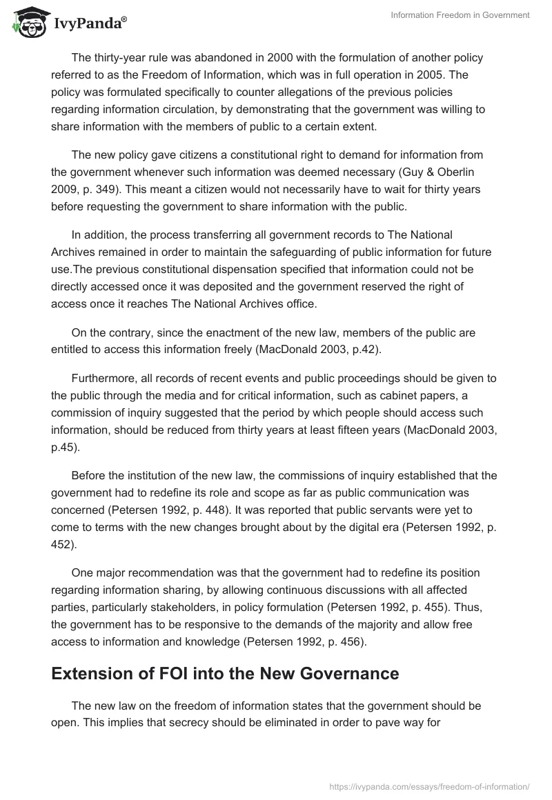 Information Freedom in Government. Page 5