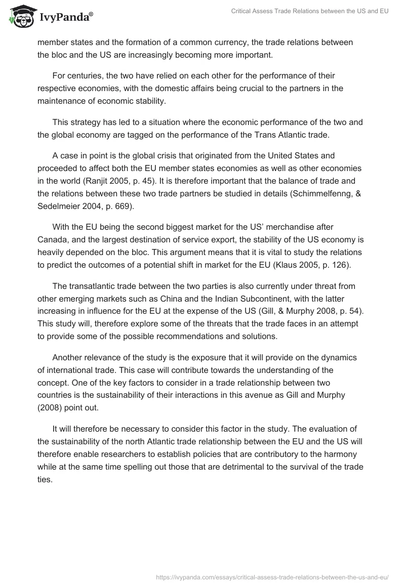 Critical Assess Trade Relations between the US and EU. Page 3
