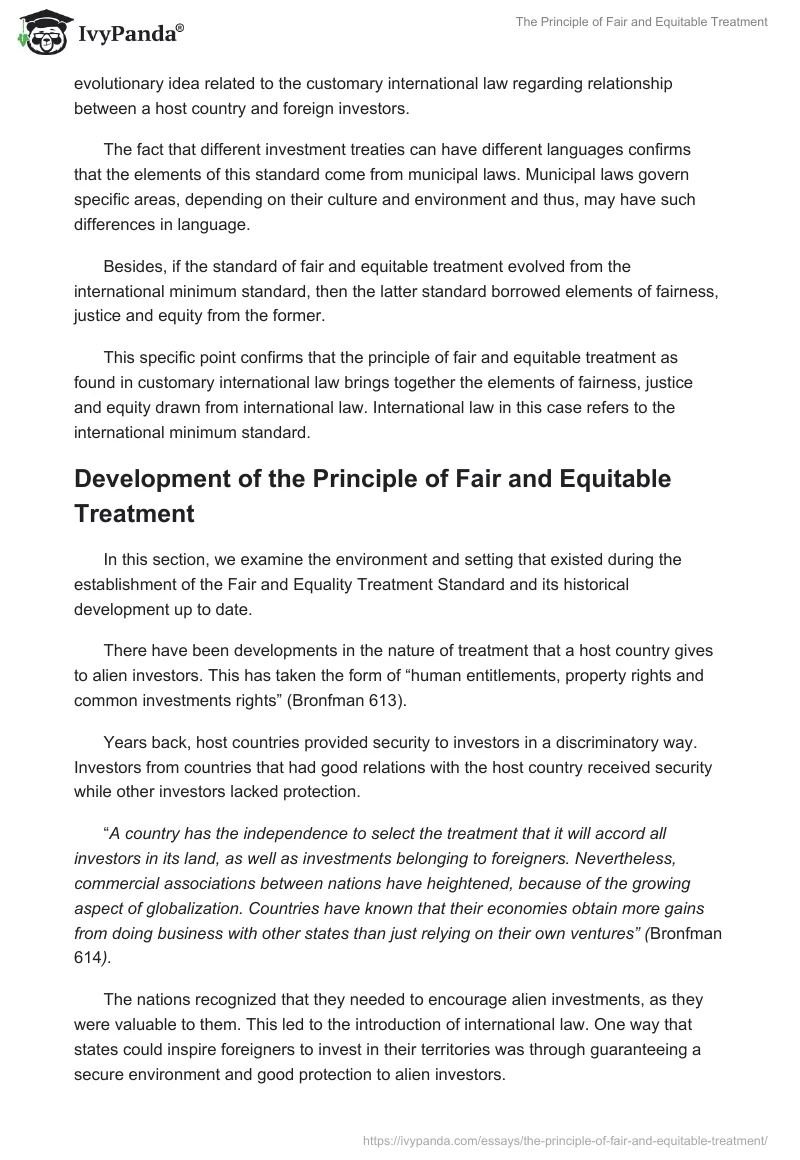 The Principle of Fair and Equitable Treatment. Page 4