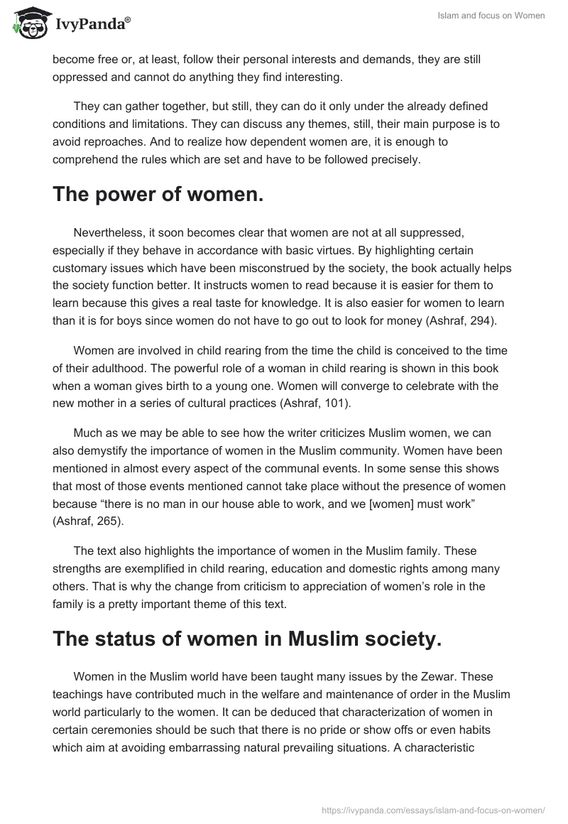 Islam and focus on Women. Page 3