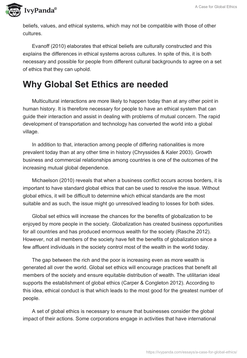 A Case for Global Ethics. Page 2