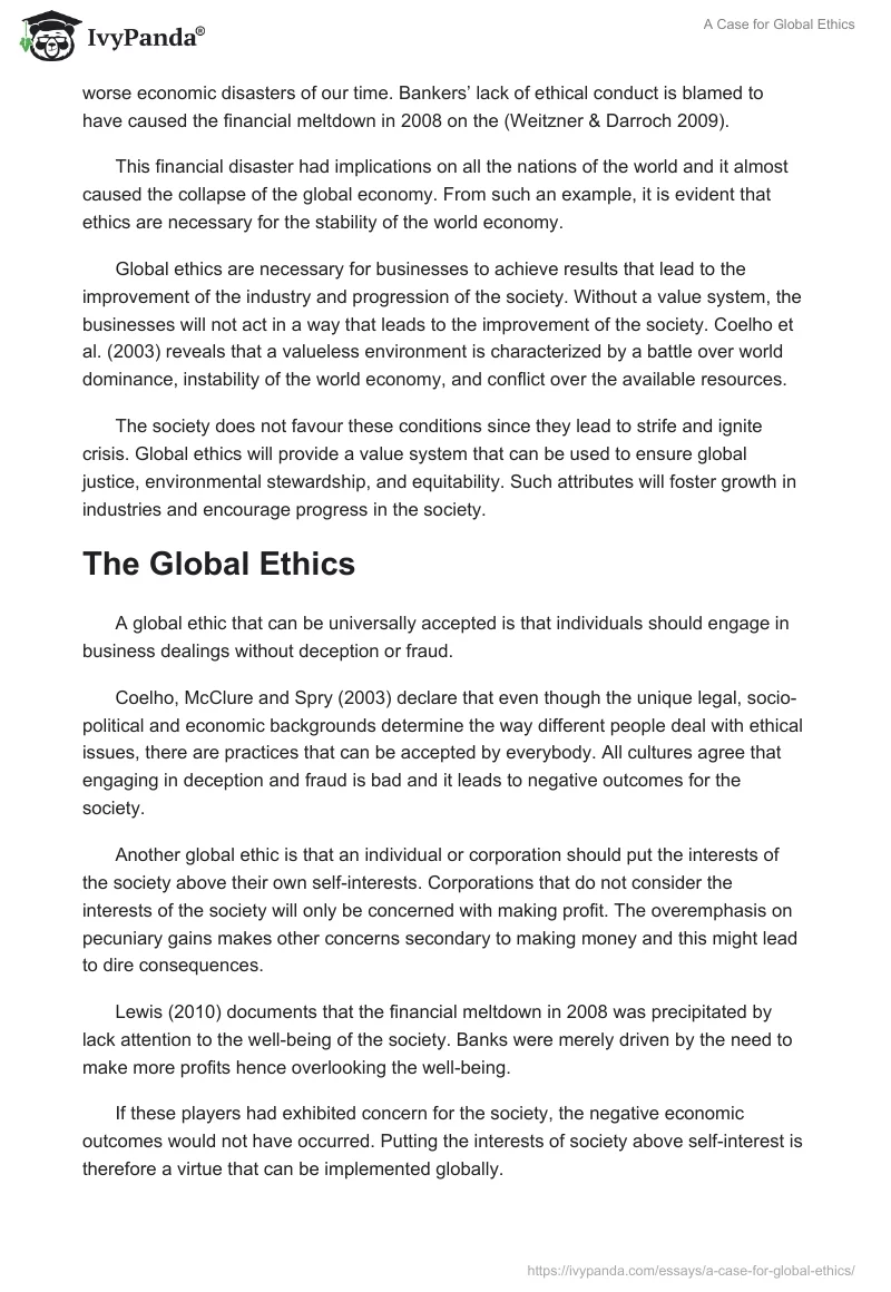 A Case for Global Ethics. Page 4