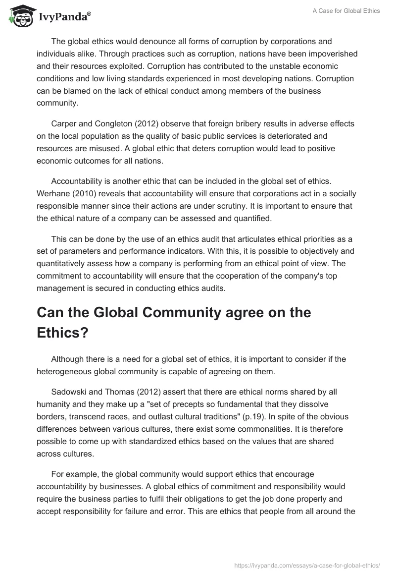 A Case for Global Ethics. Page 5