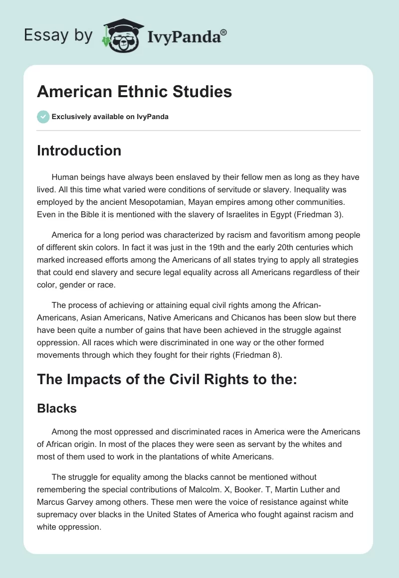 American Ethnic Studies. Page 1