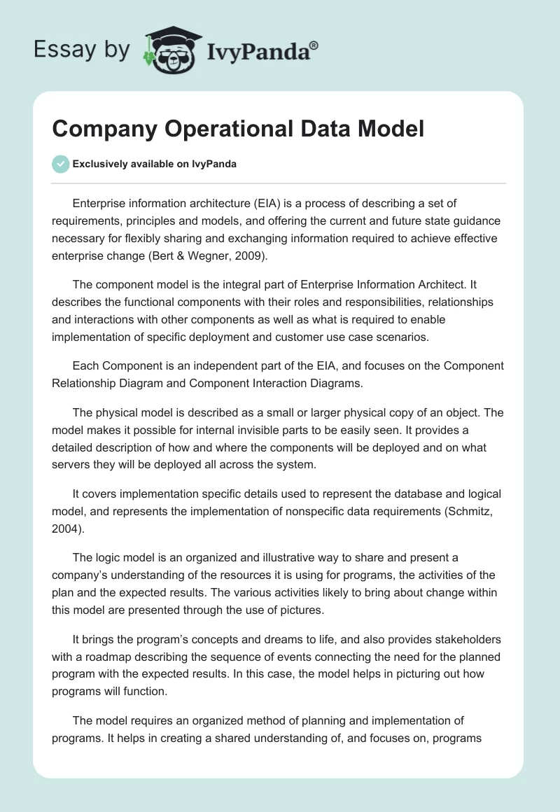 Company Operational Data Model. Page 1