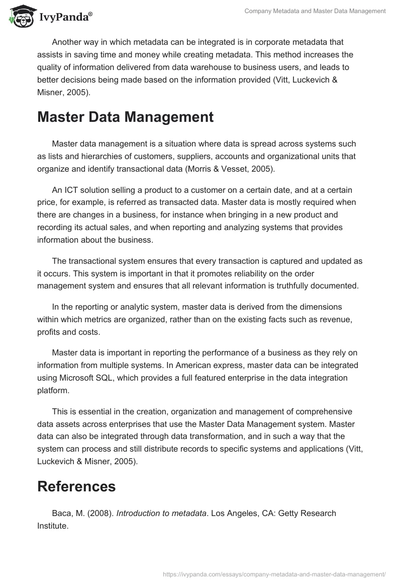 Company Metadata and Master Data Management. Page 2