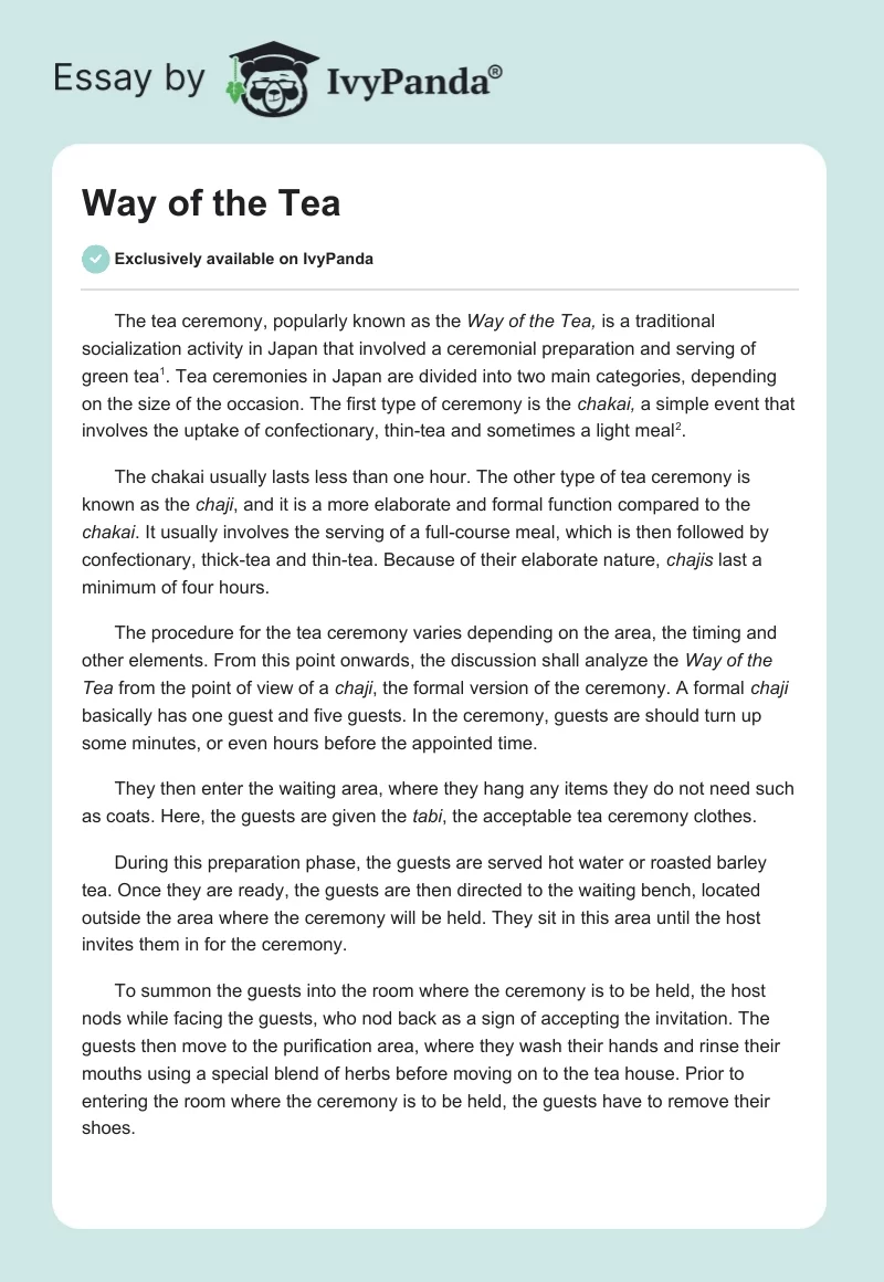 Way of the Tea. Page 1