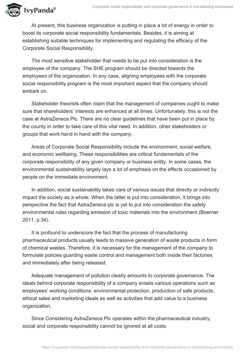 Corporate social responsibility and corporate governance in transitioning economies. Page 3