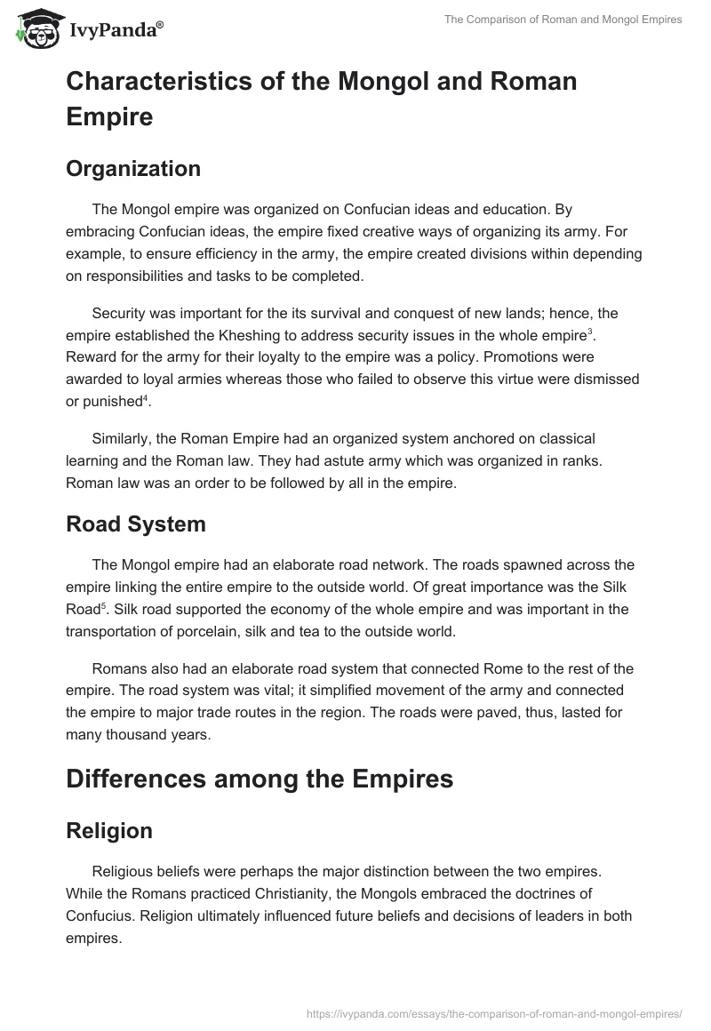 The Comparison of Roman and Mongol Empires. Page 2