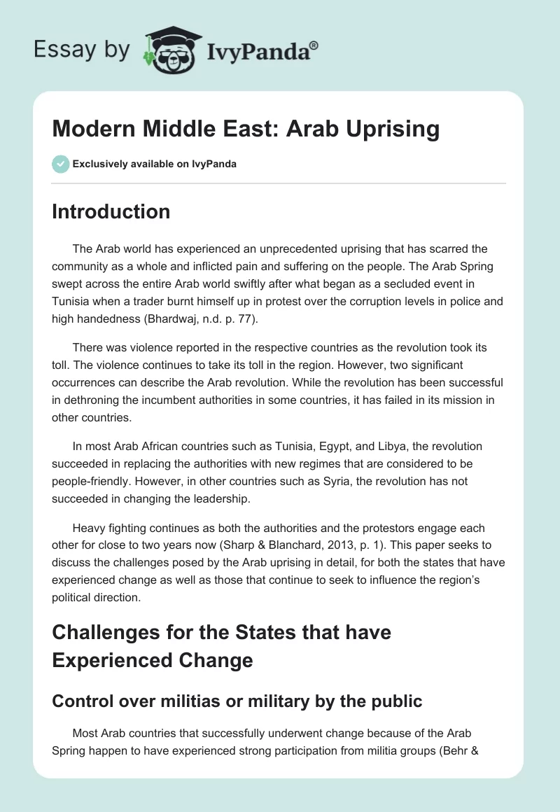 Modern Middle East: Arab Uprising. Page 1