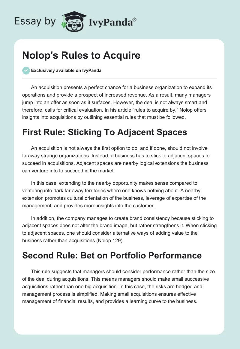 Nolop's "Rules to Acquire". Page 1