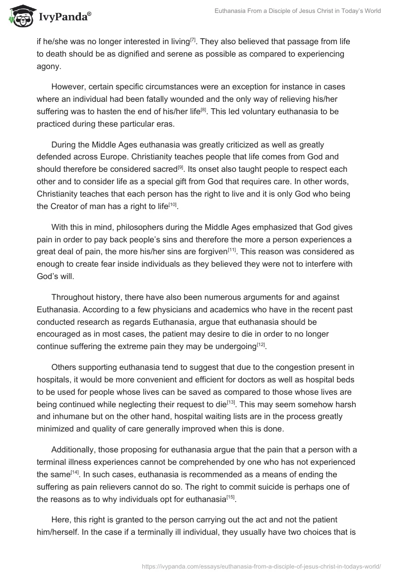 Euthanasia From a Disciple of Jesus Christ in Today’s World. Page 2