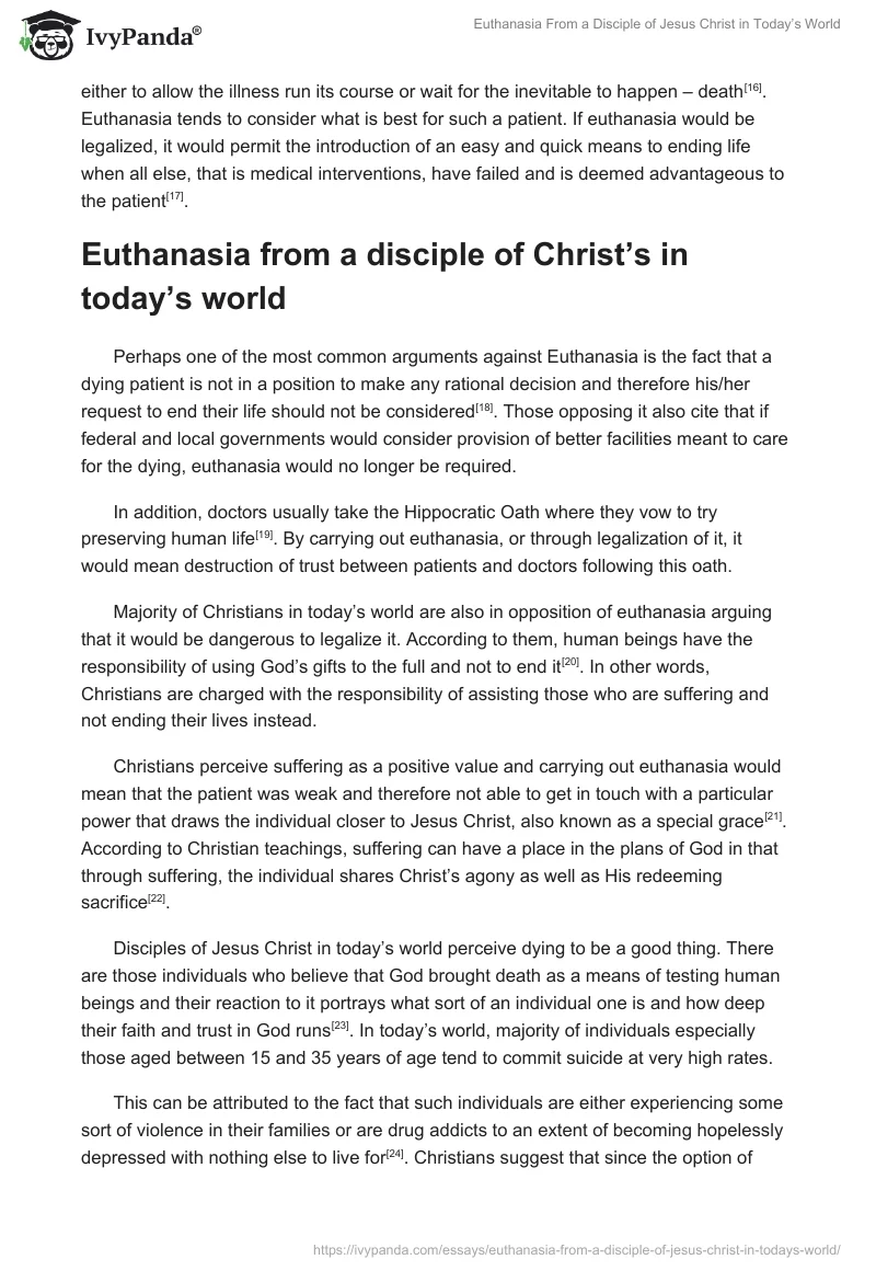 Euthanasia From a Disciple of Jesus Christ in Today’s World. Page 3