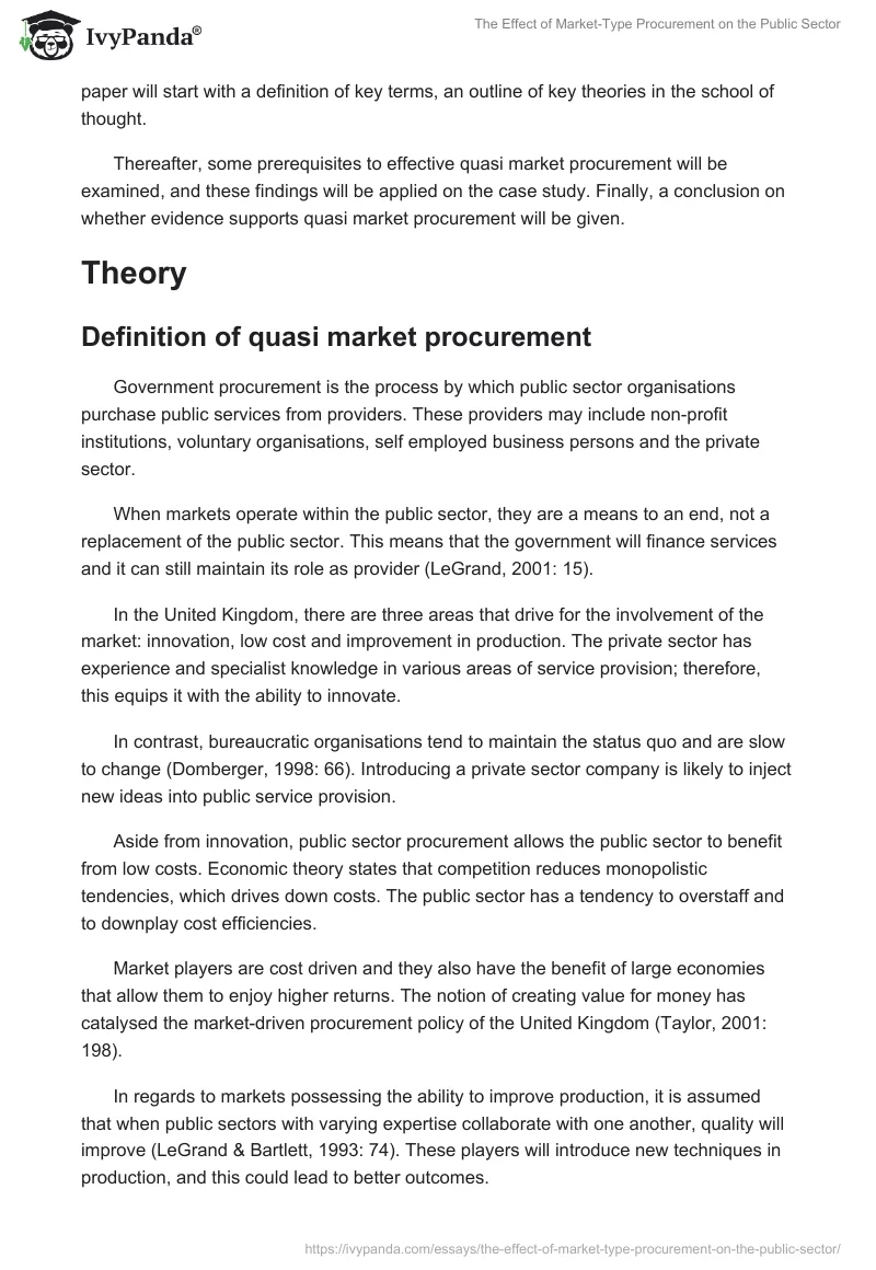 The Effect of Market-Type Procurement on the Public Sector. Page 2