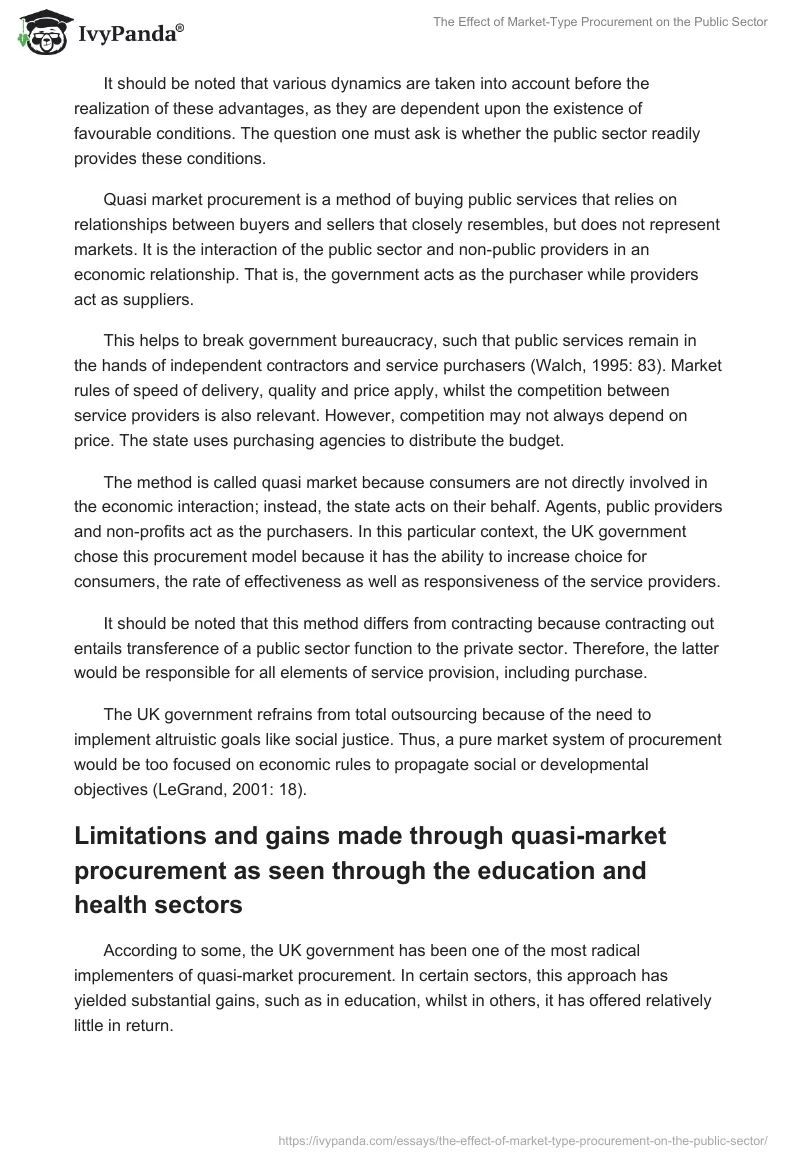 The Effect of Market-Type Procurement on the Public Sector. Page 3