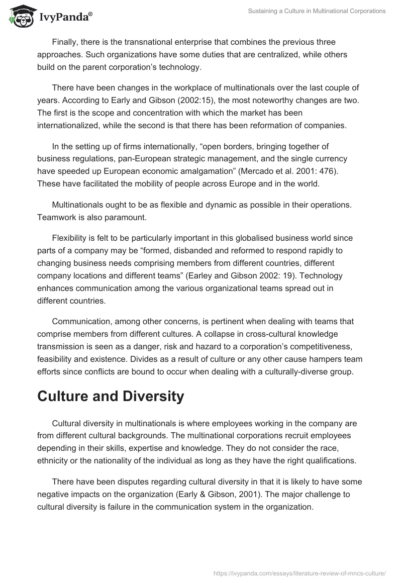 Sustaining a Culture in Multinational Corporations. Page 2