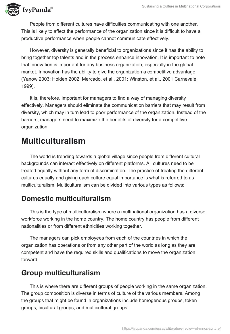 Sustaining a Culture in Multinational Corporations. Page 3