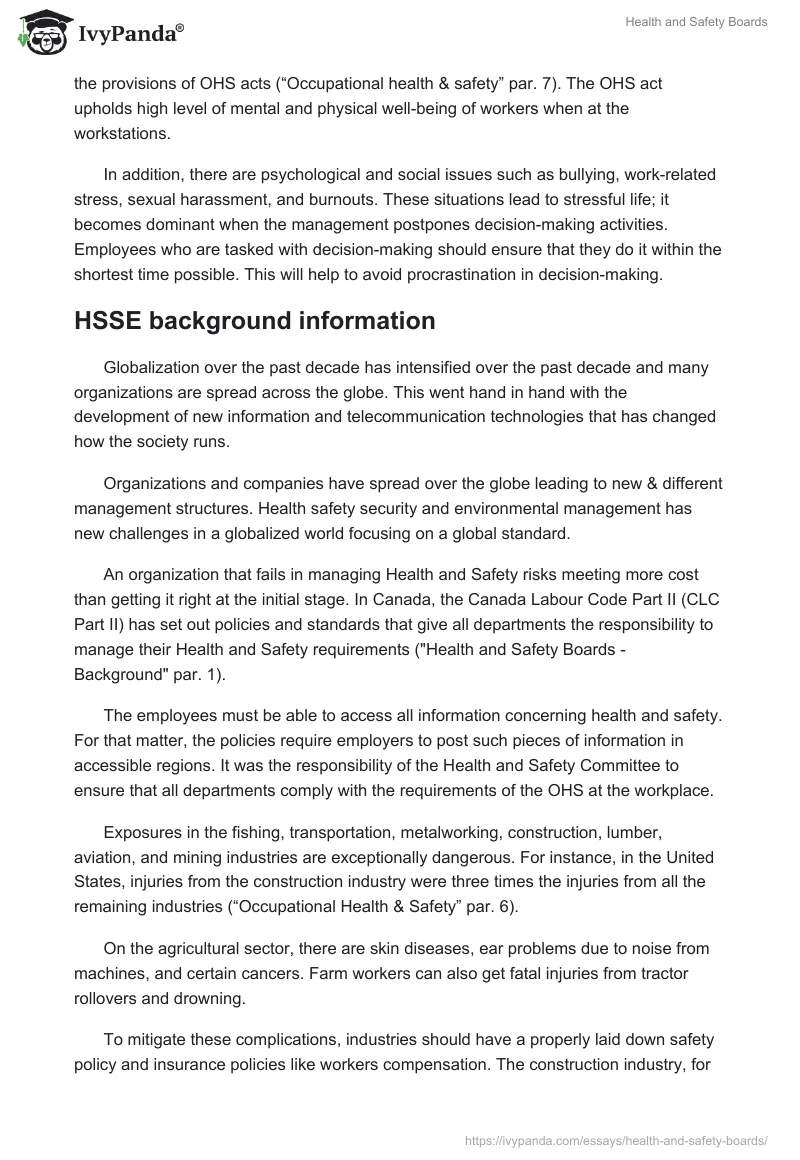 Health and Safety Boards. Page 2