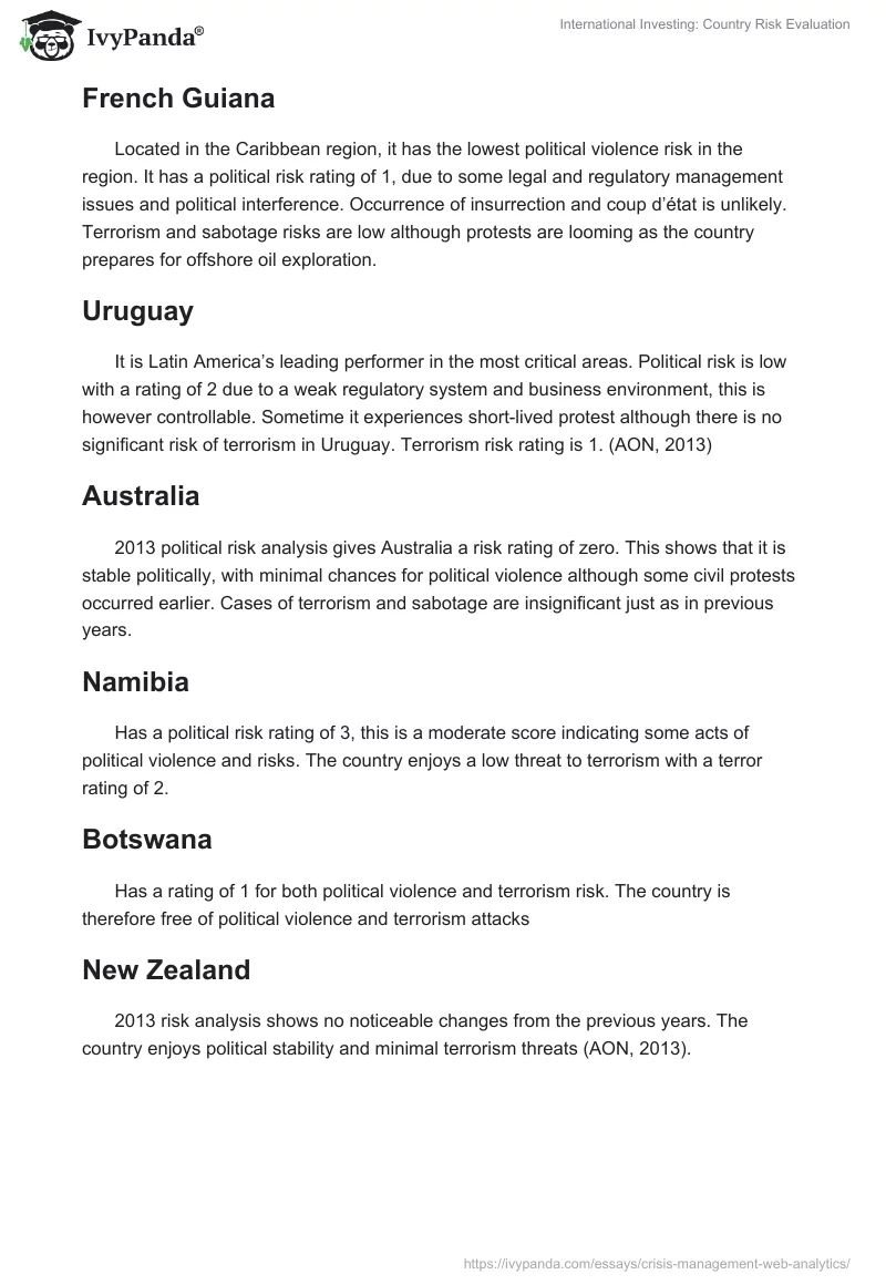 International Investing: Country Risk Evaluation. Page 2