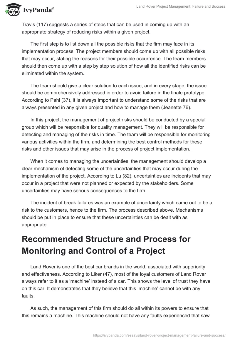 Land Rover Project Management: Failure and Success. Page 5