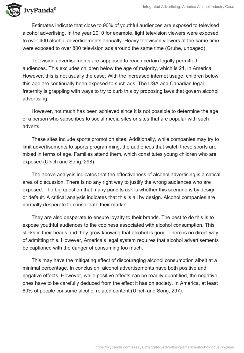 Integrated Advertising: America Alcohol Industry Case. Page 4