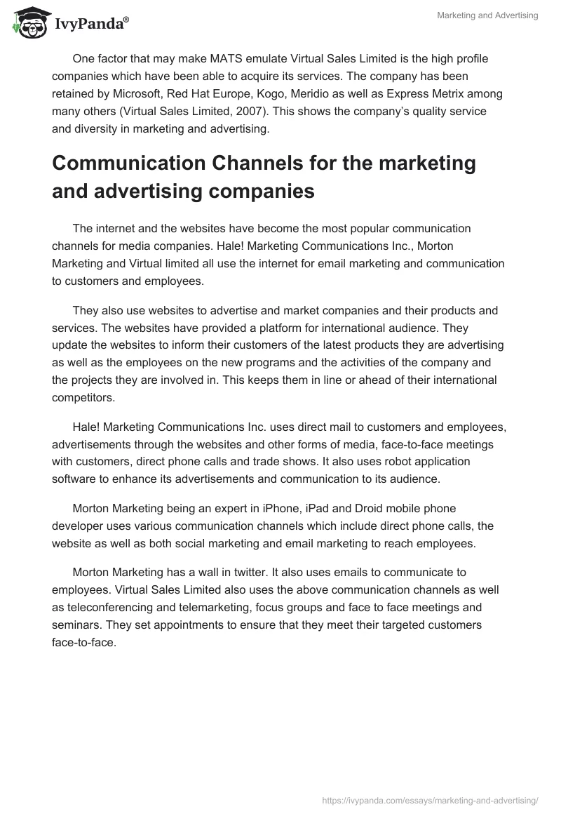 Marketing and Advertising. Page 2
