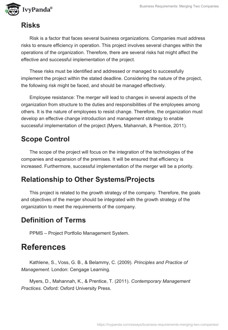 Business Requirements: Merging Two Companies. Page 4