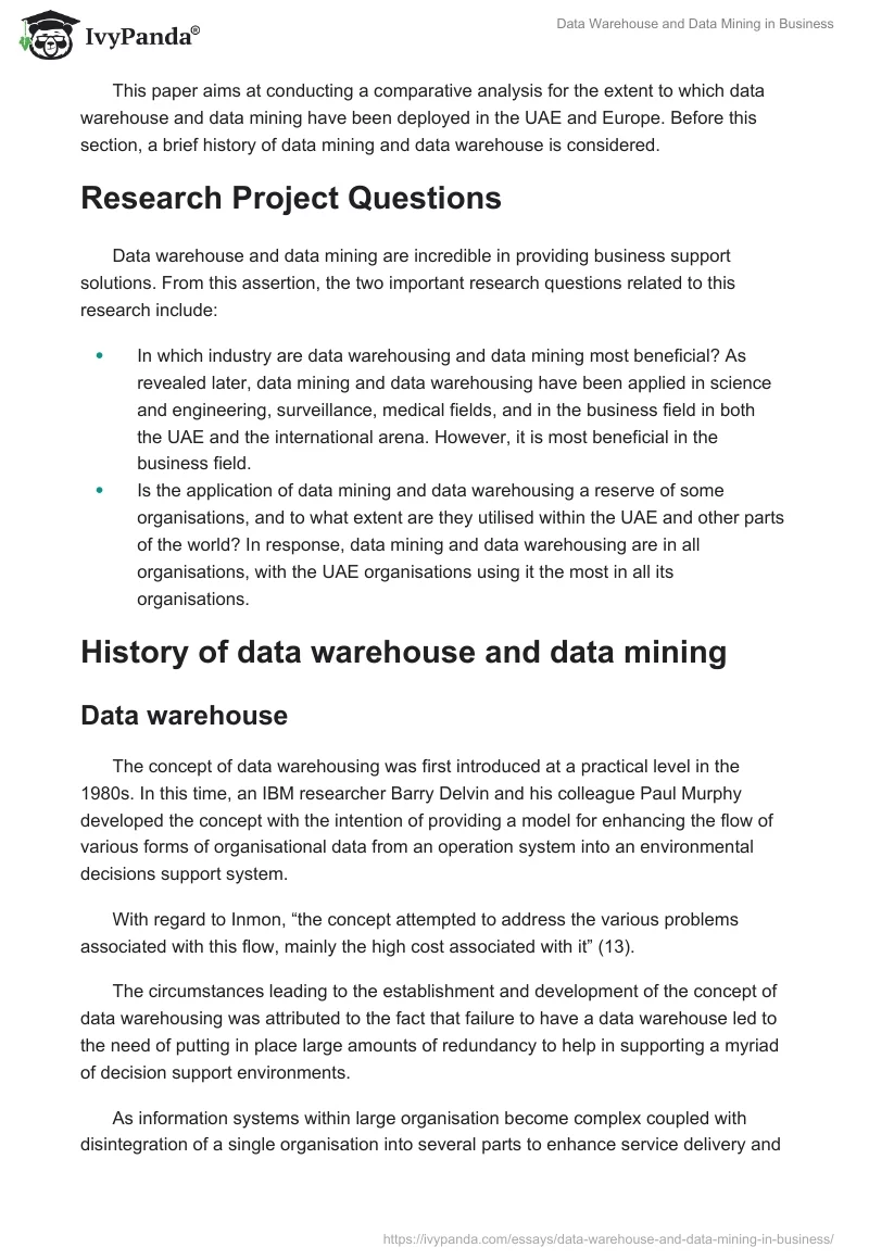 Data Warehouse and Data Mining in Business. Page 2