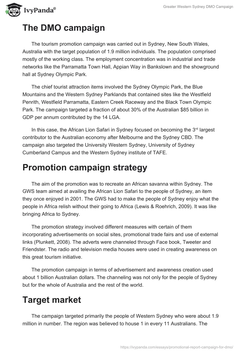 Greater Western Sydney DMO Campaign. Page 2