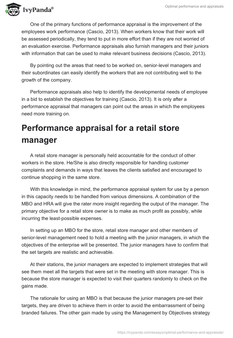 Optimal Performance and Appraisals. Page 3