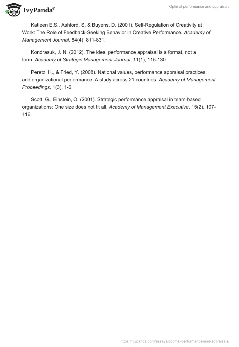 Optimal Performance and Appraisals. Page 5