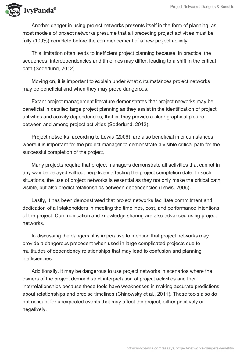 Project Networks: Dangers & Benefits. Page 2