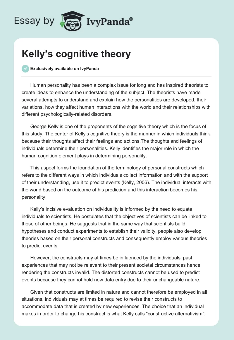 Kelly’s cognitive theory. Page 1