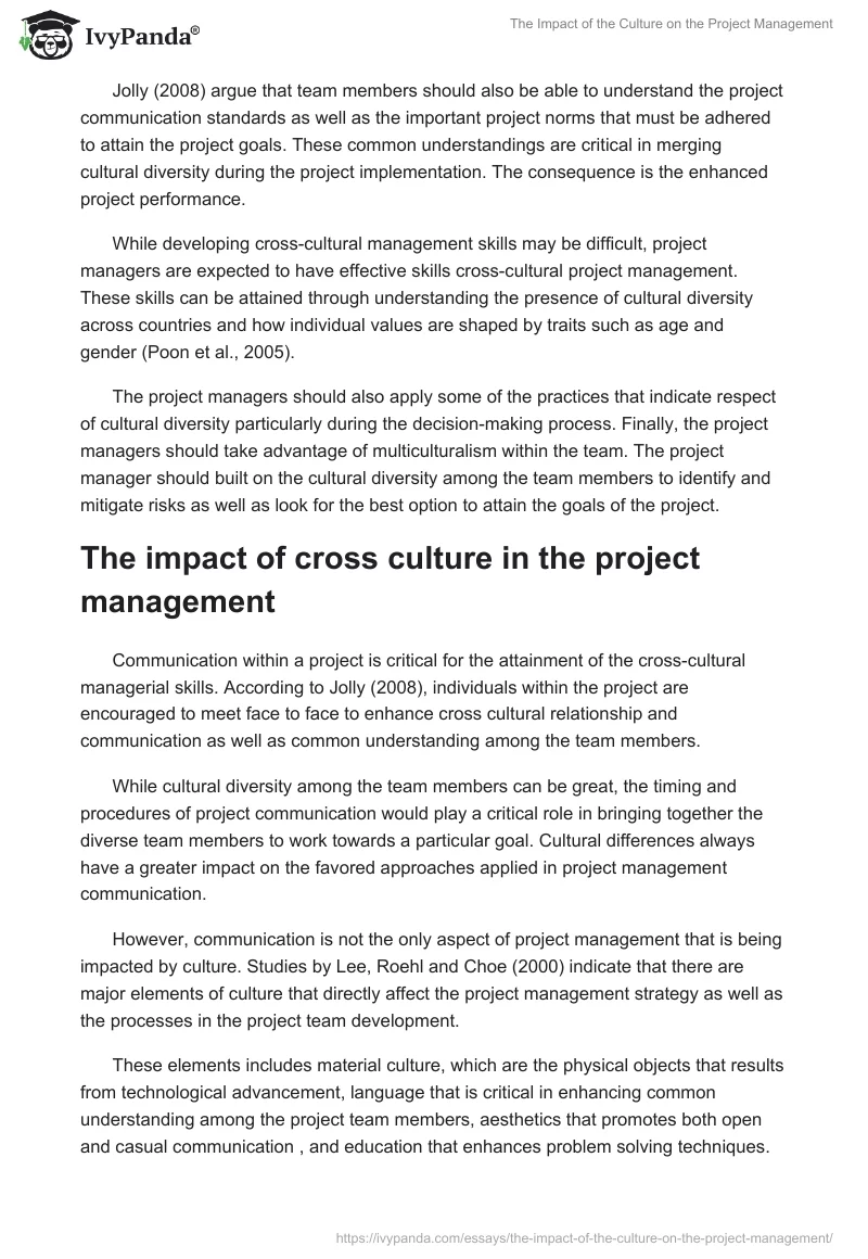 The Impact of the Culture on the Project Management. Page 3