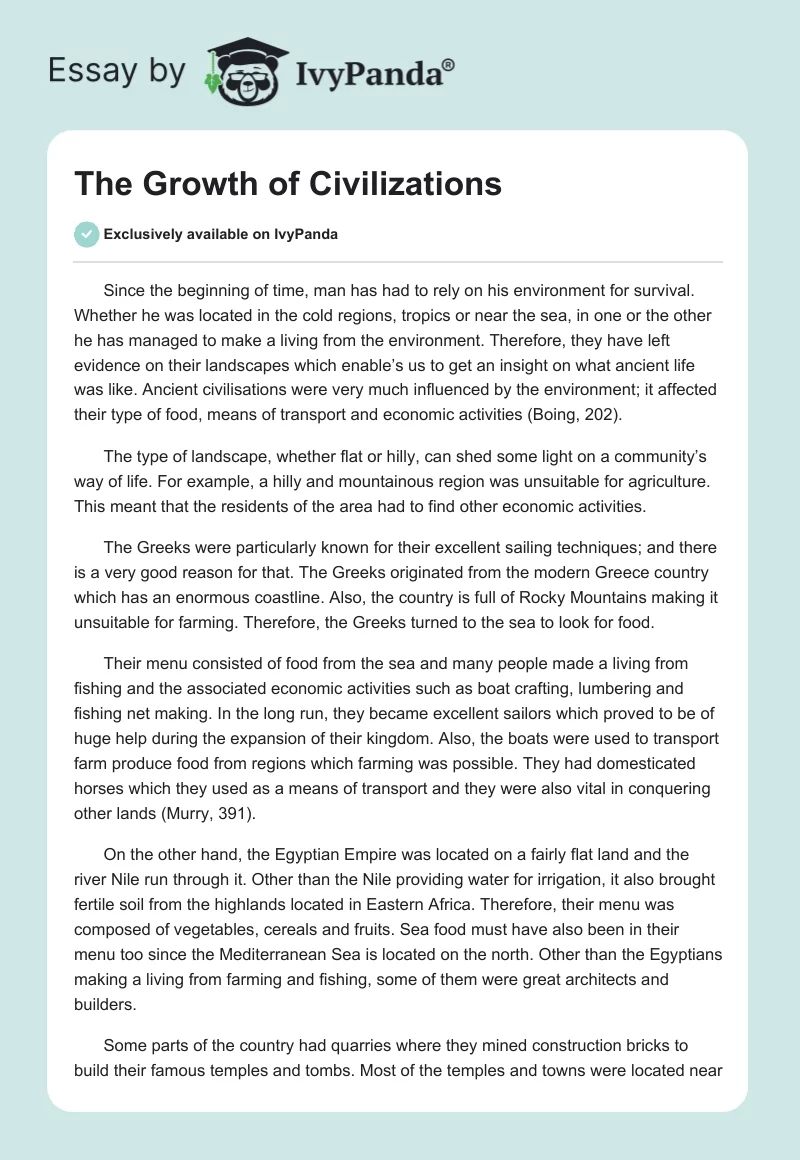 The Growth of Civilizations. Page 1