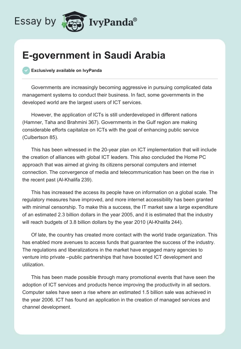 E-government in Saudi Arabia. Page 1