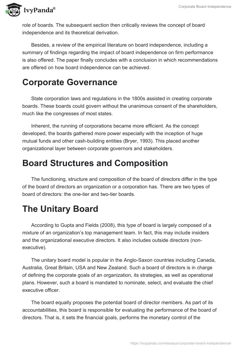 Corporate Board Independence. Page 2