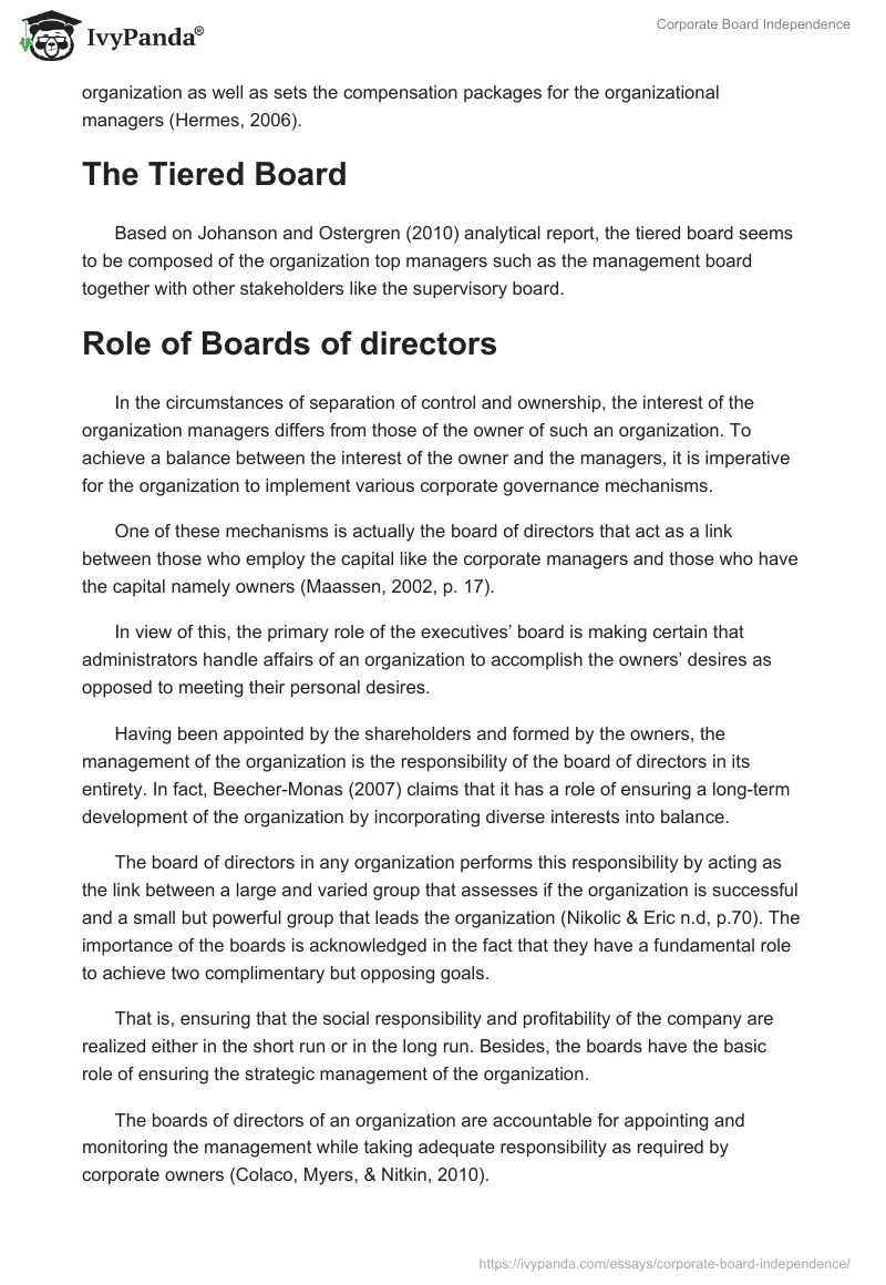 Corporate Board Independence. Page 3