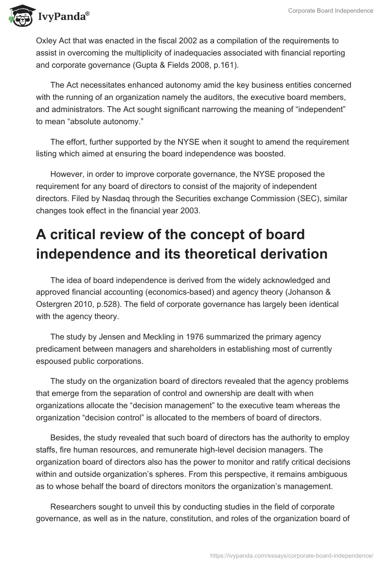 Corporate Board Independence. Page 5