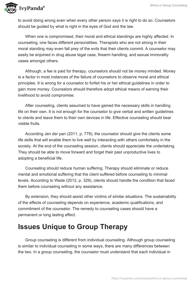 Ethics in Group Counseling. Page 4