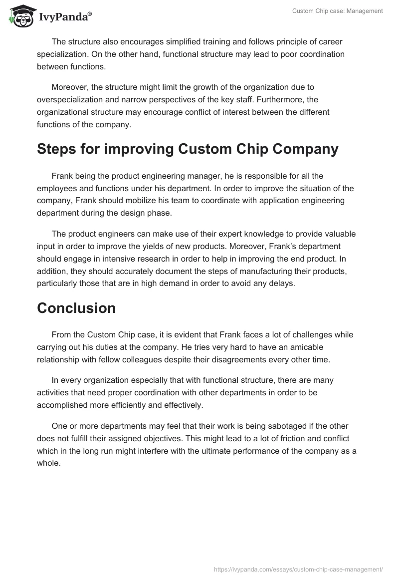 Custom Chip case: Management. Page 3