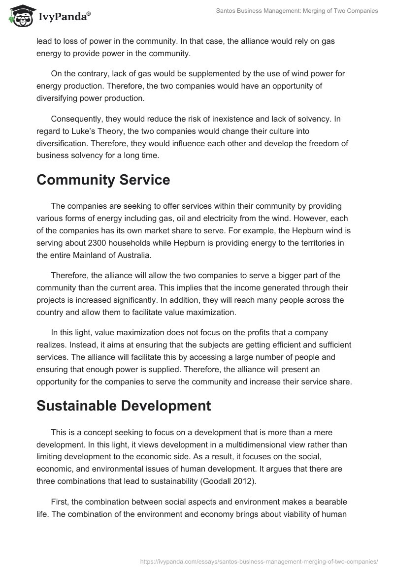 Santos Business Management: Merging of Two Companies. Page 3